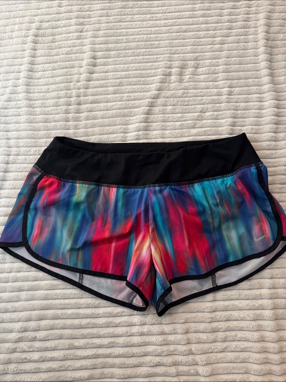 Nike Women's Multicolor Athletic Running Shorts with Black Waistband